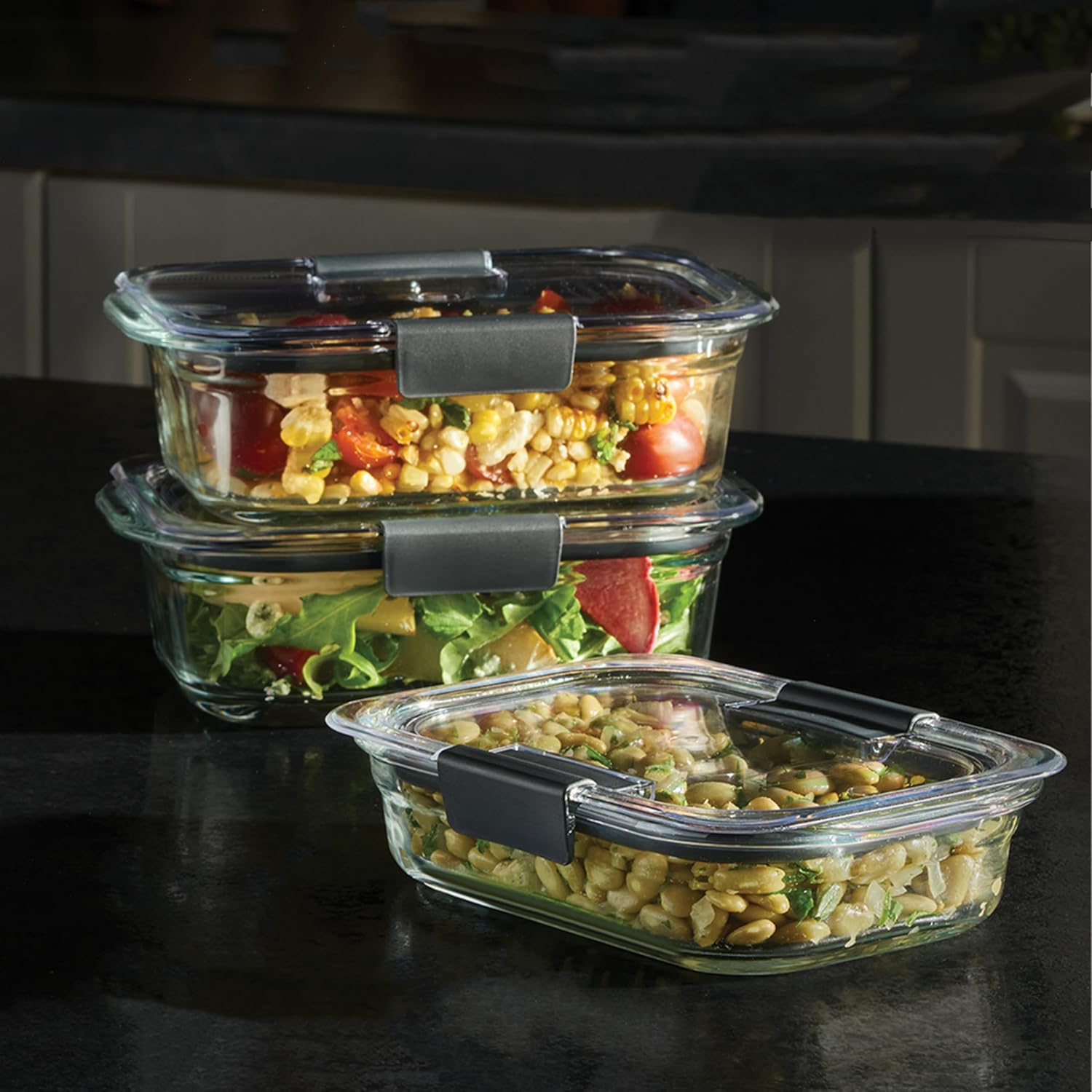 Rubbermaid Brilliance Glass Food Storage Containers, BPA-Free, Leak-Proof
