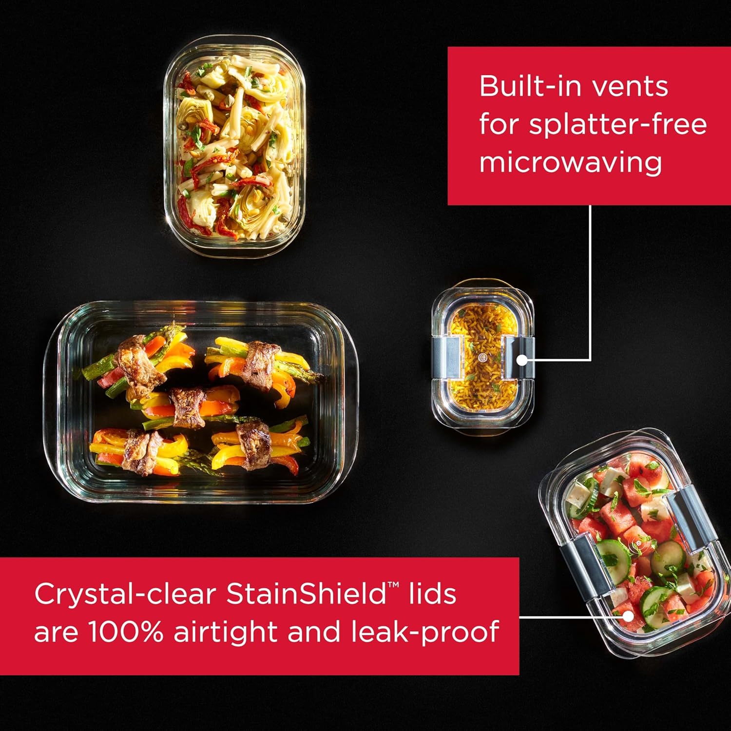 Rubbermaid Brilliance Glass Food Storage Containers, BPA-Free, Leak-Proof